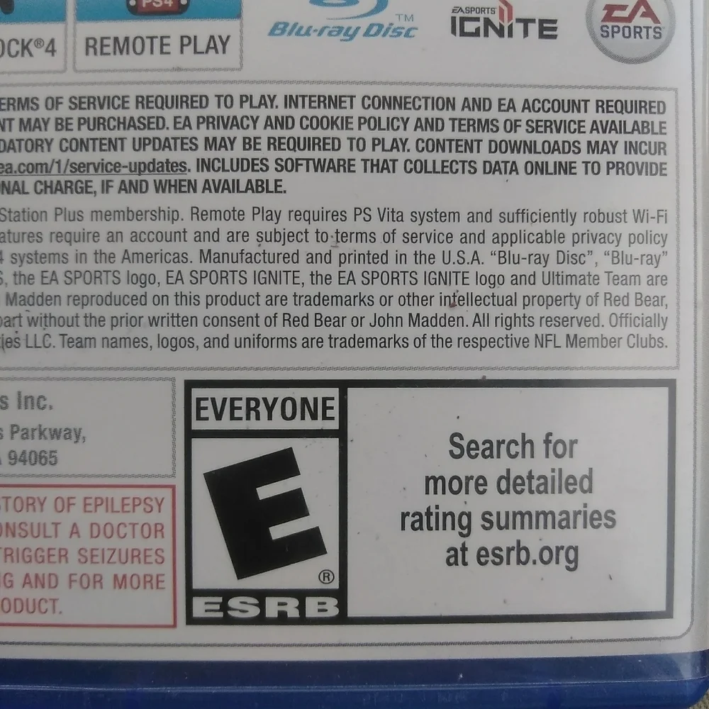PS4 Play Station 4 EA Sports Madden 17 NFL Football NFLPA Video Game Gamer